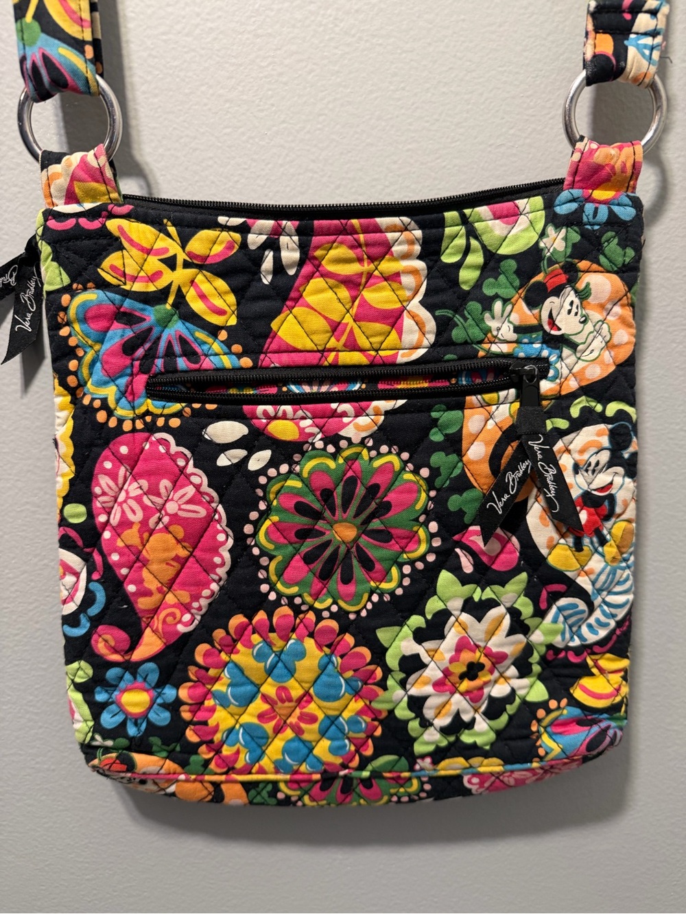 Vera Bradley Disney Parks Black Quilted Crossbody with Bright Floral Print - Picture 2 of 7